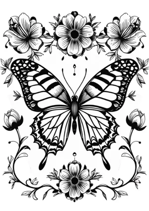 Detailed butterfly colouring page