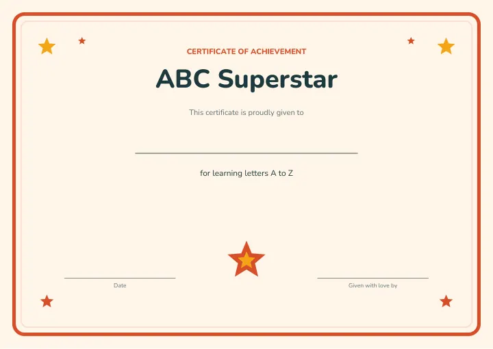 ABC Superstar certificate