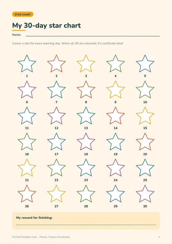 30-day star chart